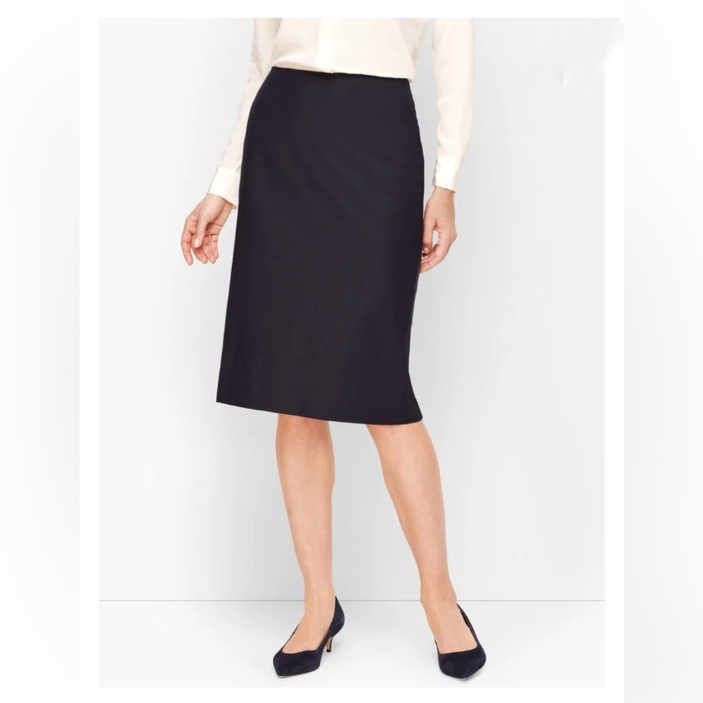Talbots Seasonless Wool Pencil Skirt Black Minimalist Office Career NWT-2P